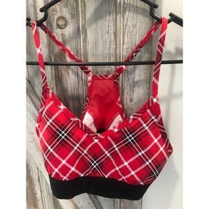 Victorias Secret PINK Red Plaid Racerback Sports Bra Adjustable Straps Medium